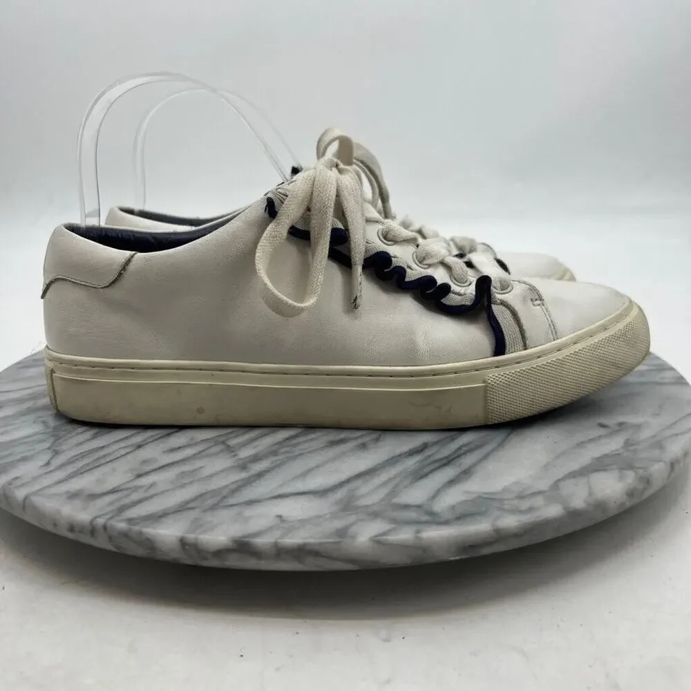 Tory Burch Sport Womens 8.5 Sneakers White Leather Ruffle Casual Shoes 36558